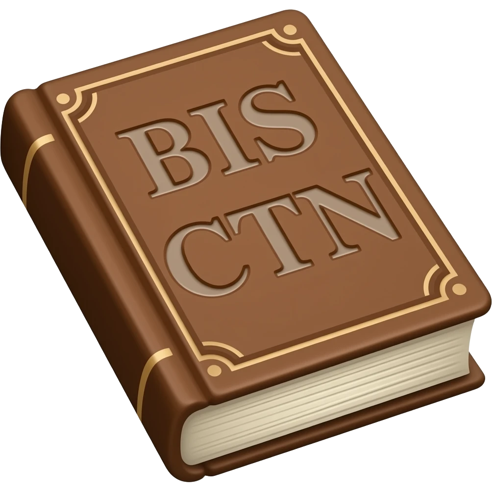 brown book with bis letters CTN emoji