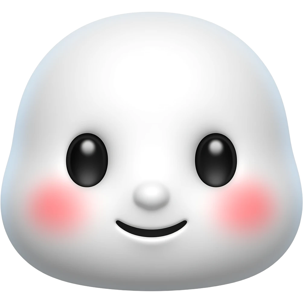 흰 색 얼굴의 붉은색 홍조를 하고 있는 귀여운 만화 입체적 이모티콘 emoji