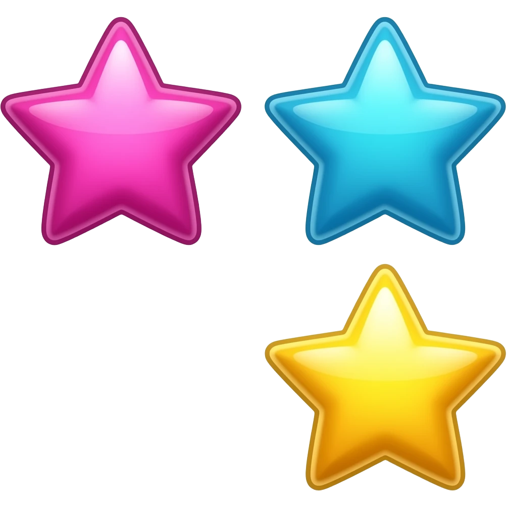 Sparks three four-pointed stars pink blue and yellow emoji