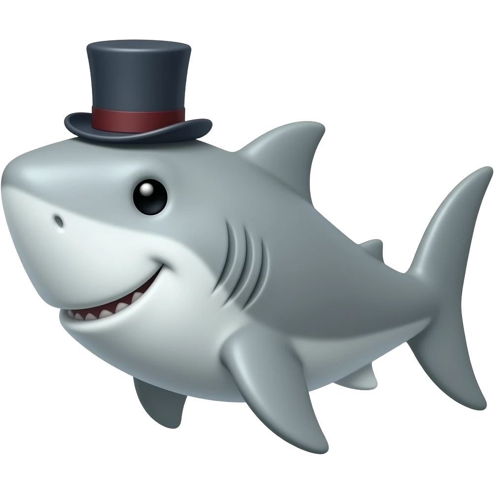 Shark with a top hat emoji