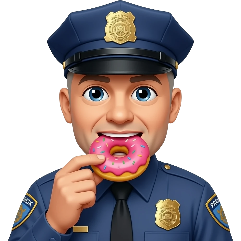 Bald cop eating donut emoji