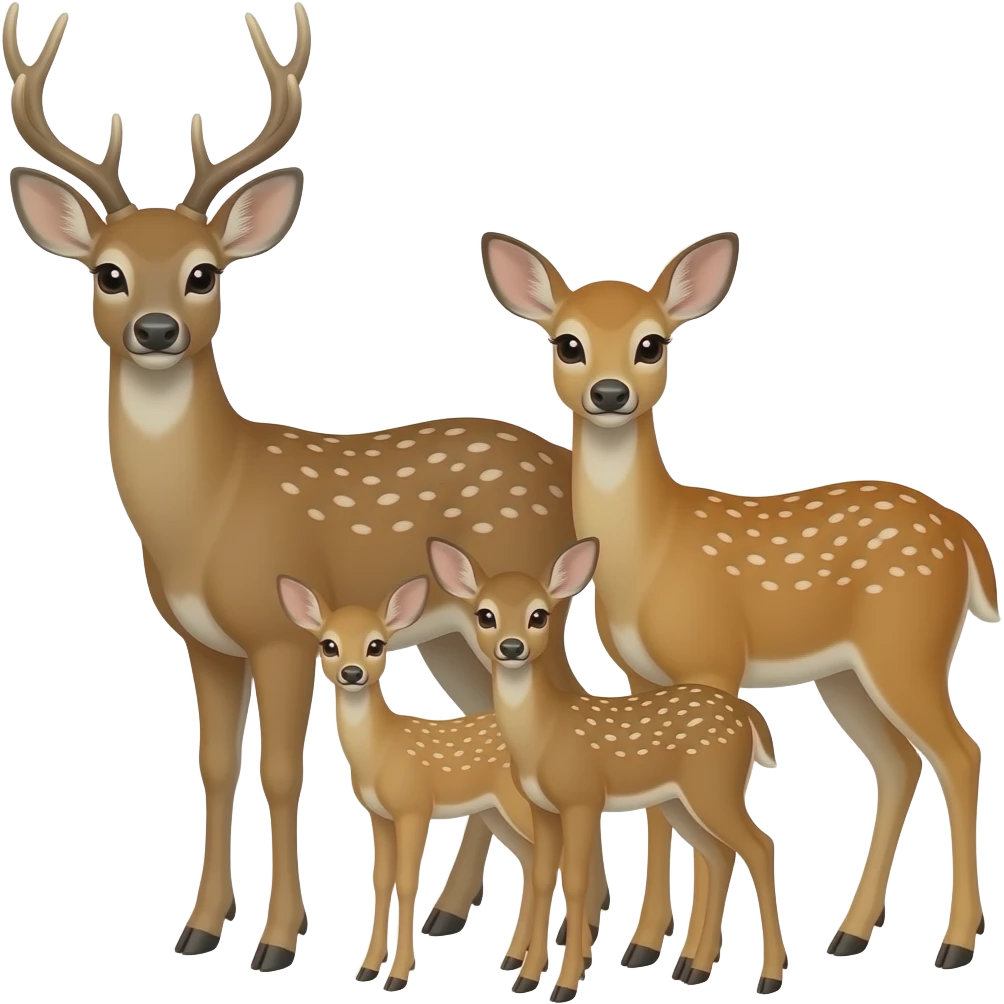 Dad deer and mom deer and deer fawn emoji