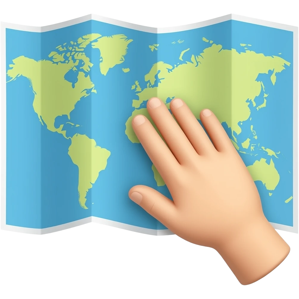 a hand slapping a map emoji