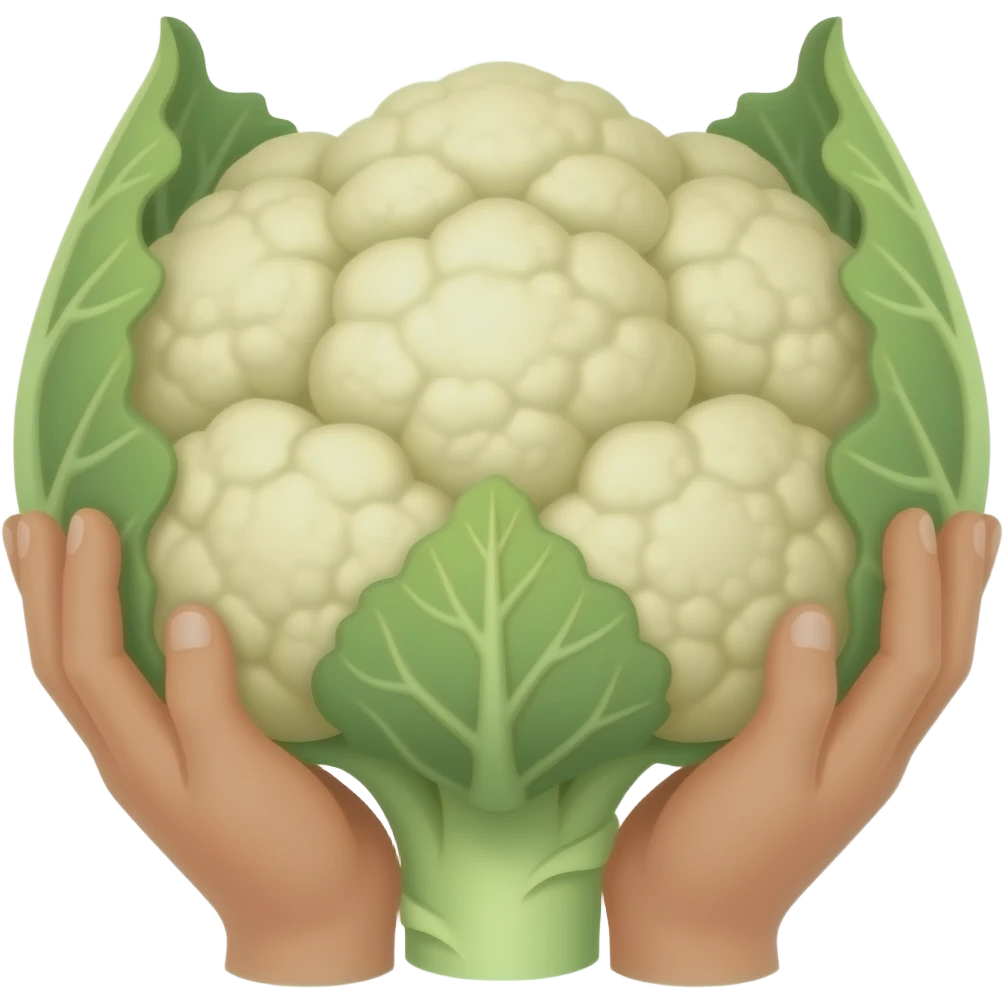 Hands holding cauliflower emoji | AI Emoji Generator