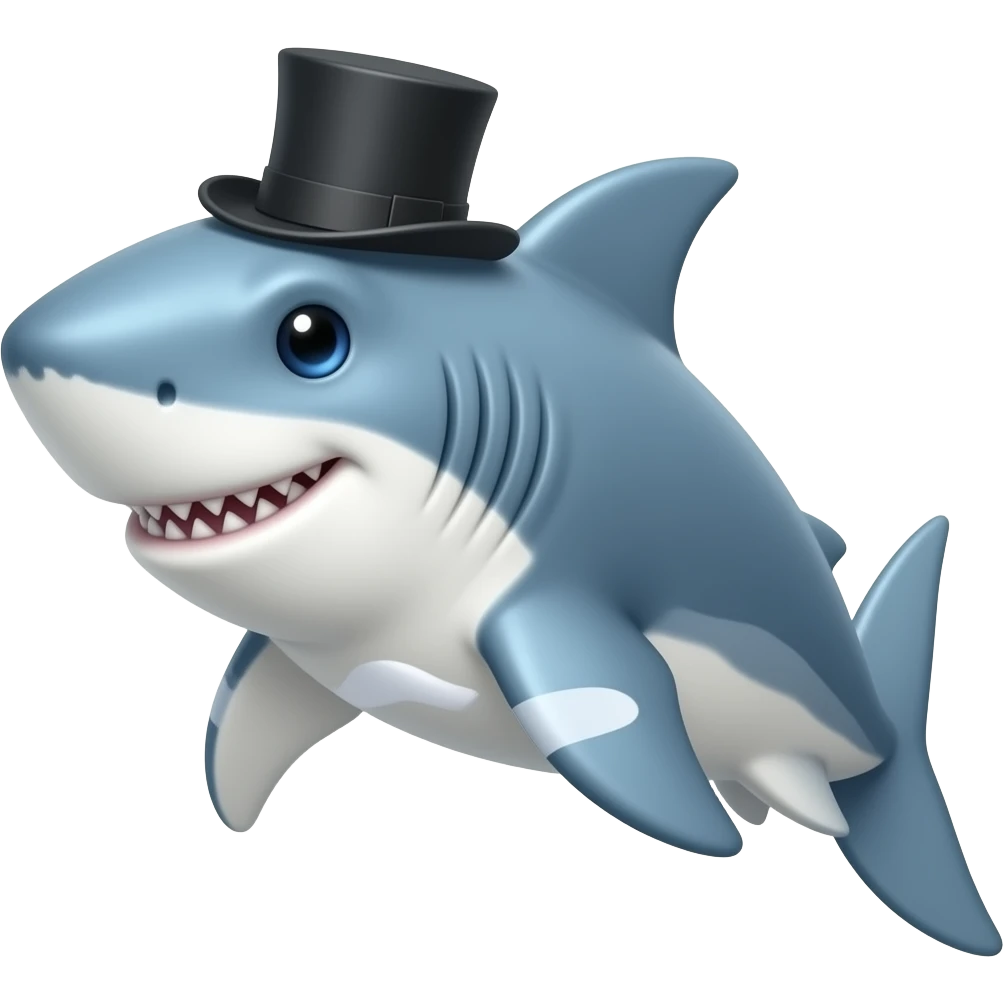 Shark with a top hat emoji