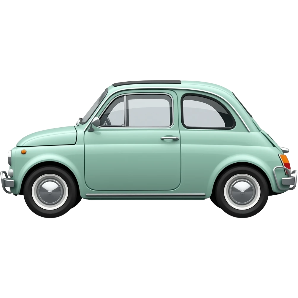 mint green fiat 500 twinair white vintage wheelcovers white vintage mirrors white vintage roof  total sideview emoji