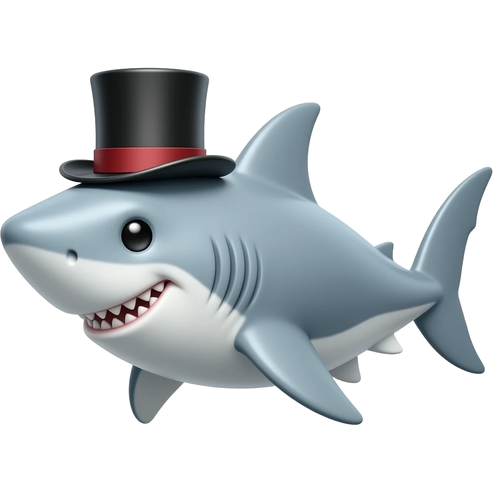Shark with a top hat emoji