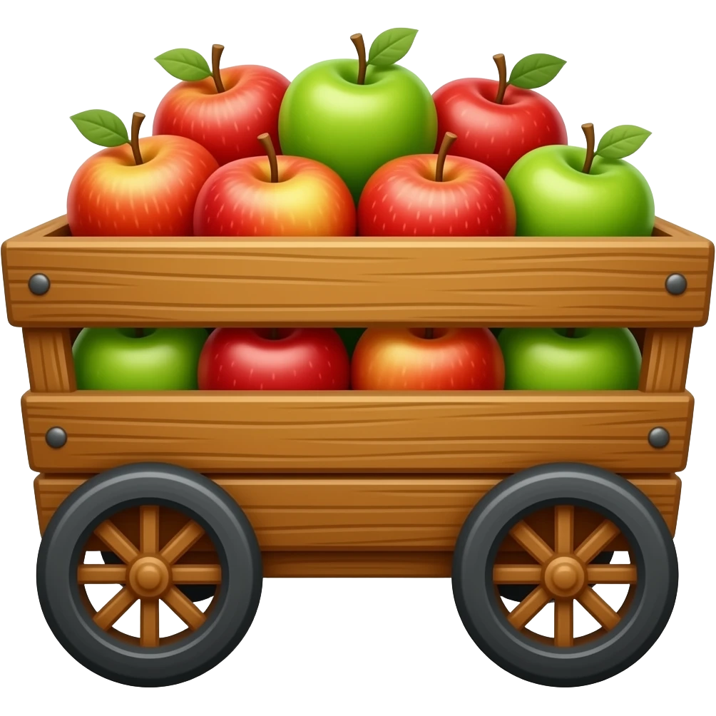 WOOD CART WITH APPLES emoji