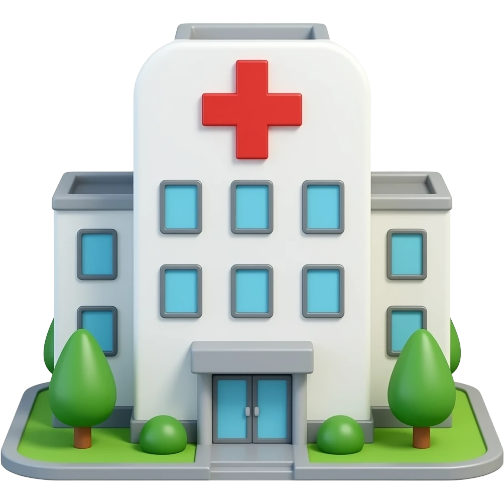 Hospital has a red cross 3d building 3d no background emoji