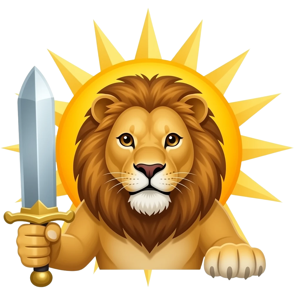 ایموجی پرچم ایران که به جای اسم البته یه شیر باشه دستش شمشیر باشه پشتش خورشید emoji