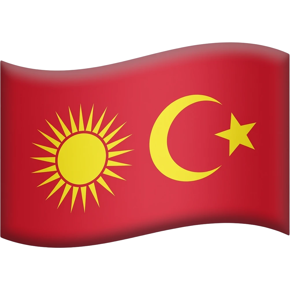 Bana bir bayrak yap yanlar kırmızı olsun ve orta kısmı sarı olsun bayrağın orta renginin yani sarı renginin içinde solda güneş sarı renginin içinde de sağda bir yıldızlı hilal olsun emoji
