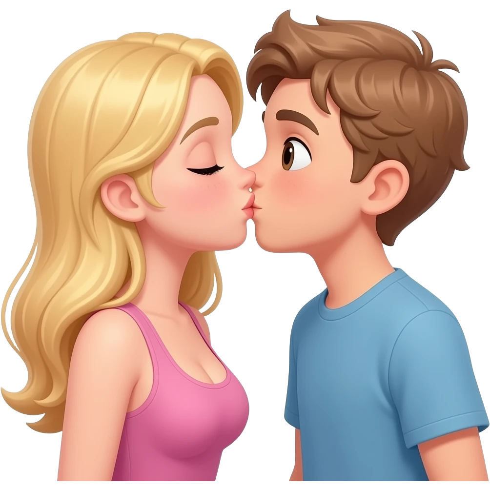 13 year olds kissing one a pretty girl with blond hair and big boobs and one a cute boy with light brown hai emoji