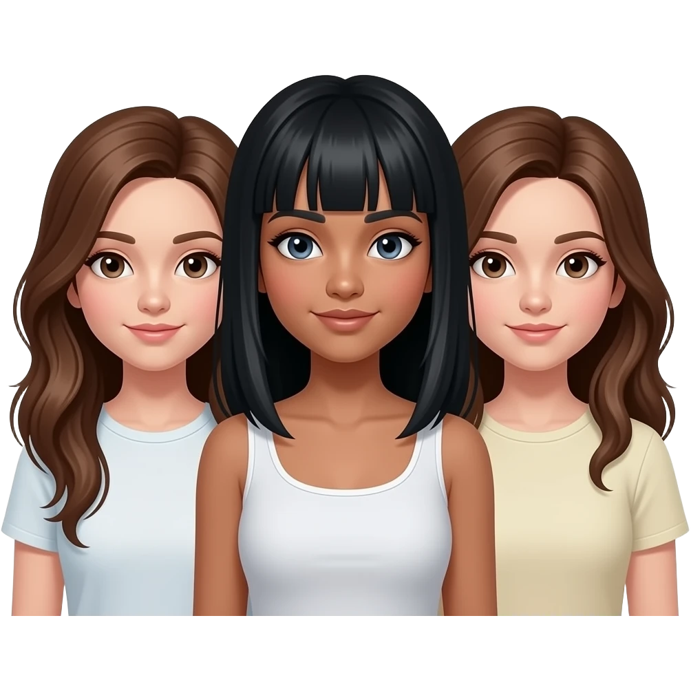 trio of girls 2 brown hair one black hair emoji