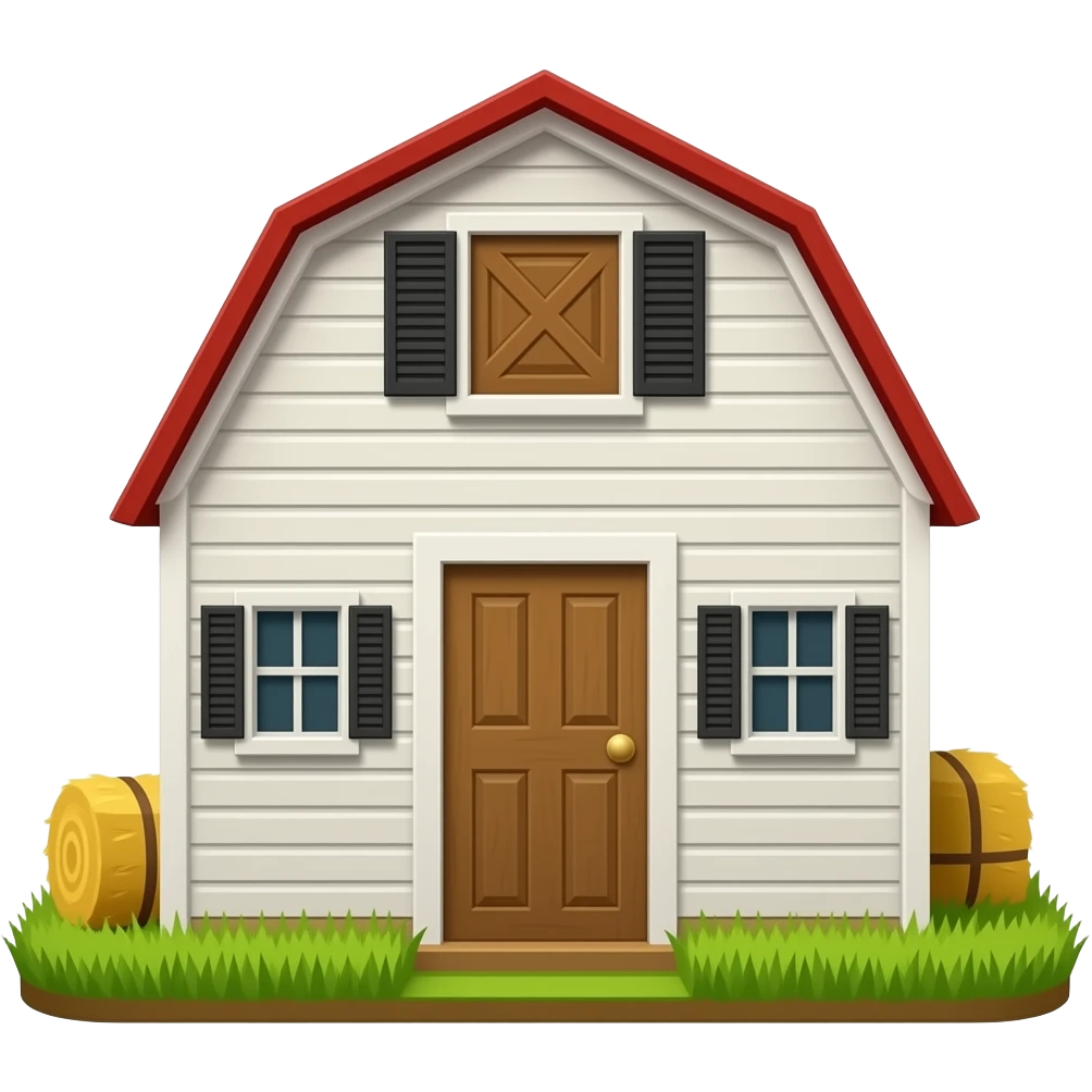 Barn building emoji tile for video game emoji