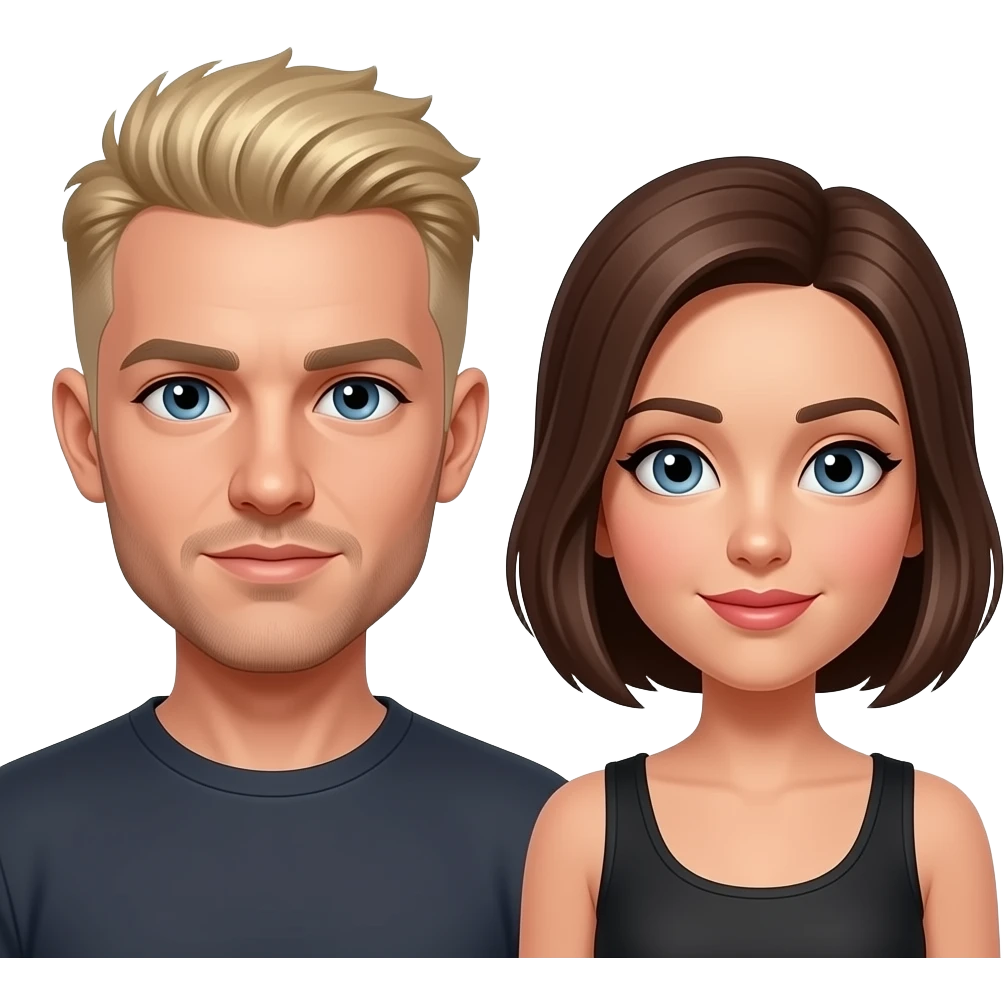 Make the man white with a blond buzz cut, and give the woman shorter hair emoji