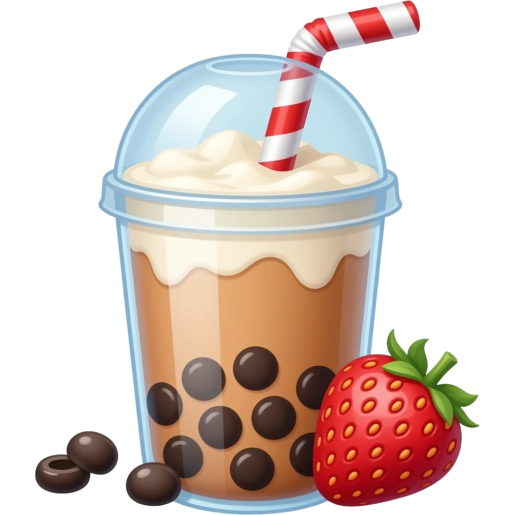 Strawberry boba tea emoji