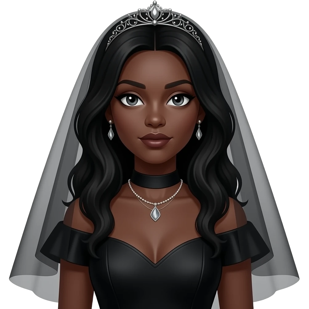 gothic black woman wear black wedding dress emoji
