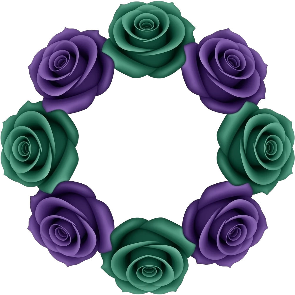 circle of black, purple and green roses emoji
