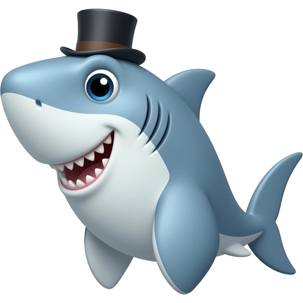 Shark with a top hat emoji