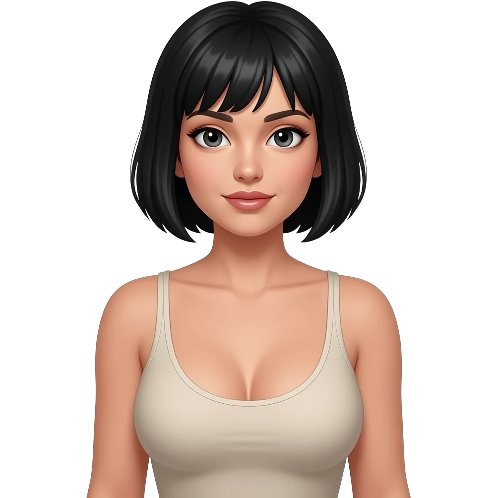 Xl Bigger boobs and pussy with no clothes on it mid short black hair blavk eyes women emoji