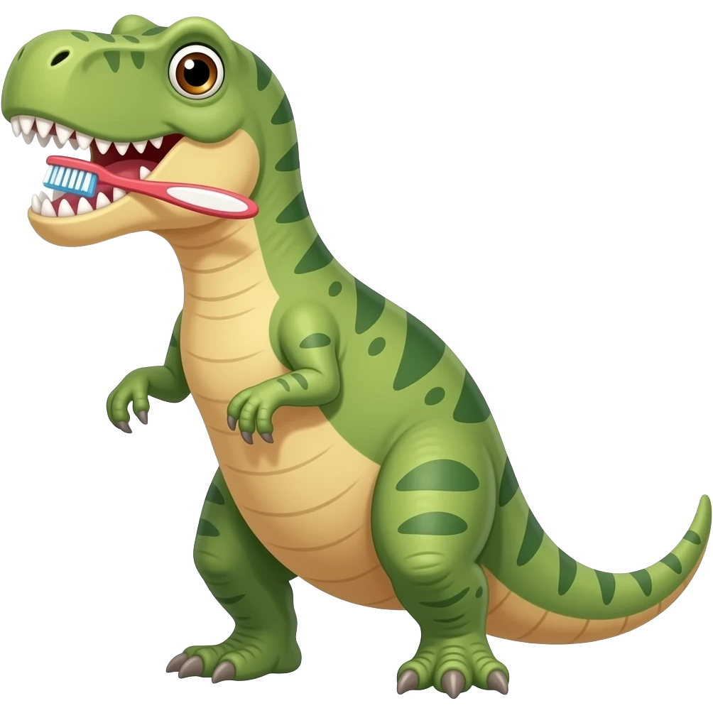 dinosaur brushing his teeth emoji