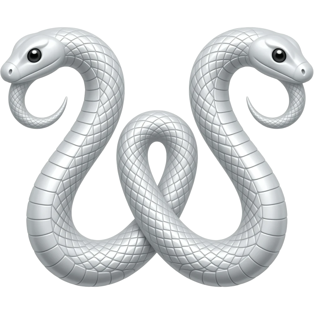 cinematic realistic - white elegant metal snake simetric formed into the letter W emoji