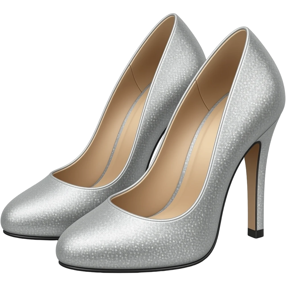 Two Silver high heels whit glitter emoji