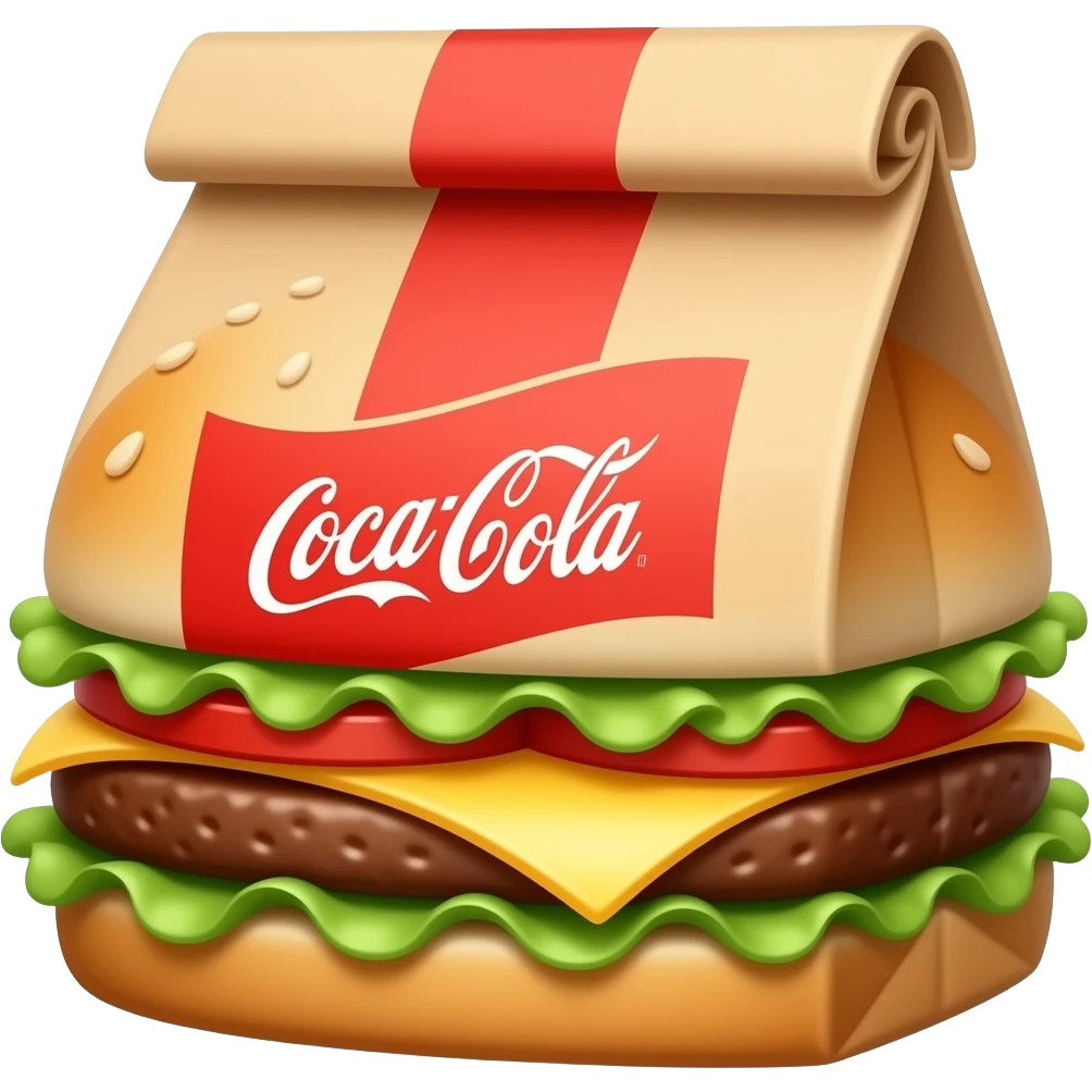 paper bag burger, cola free emoji