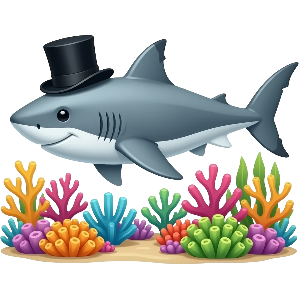 Shark with a top hat emoji