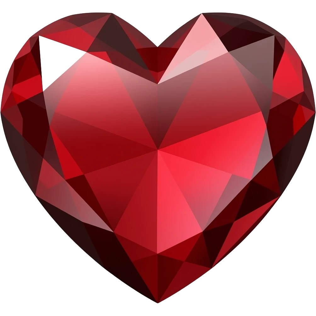 cursed blood red gemstone in shape of heart emoji