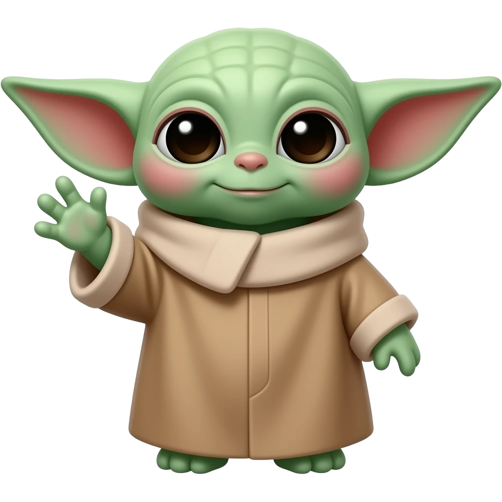 Grogu con mano levantada emoji