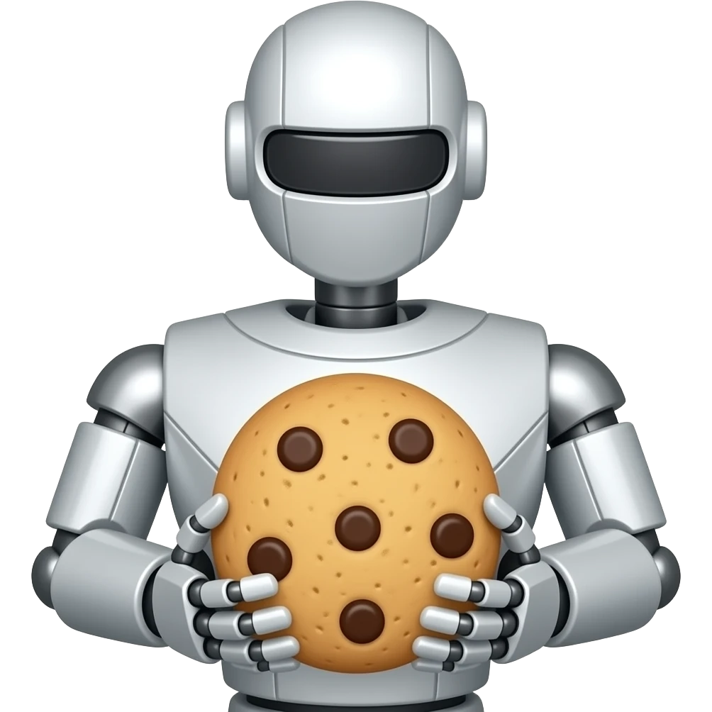 robot holding cookies emoji