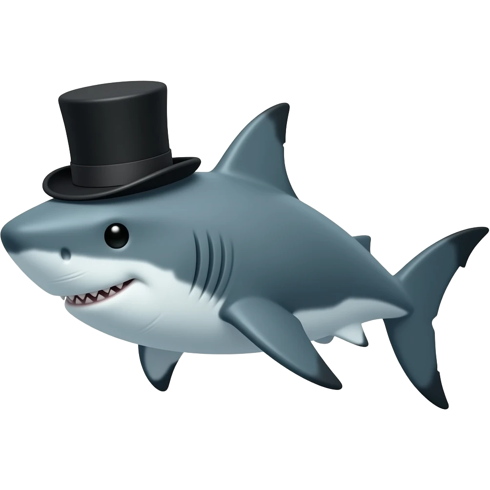 Shark with a top hat emoji
