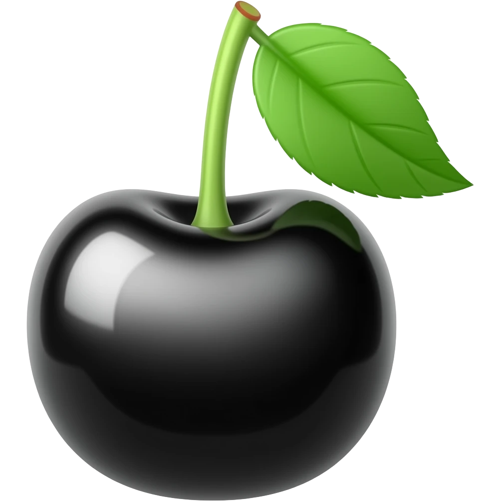 Black cherry with a green stem and leaf emoji