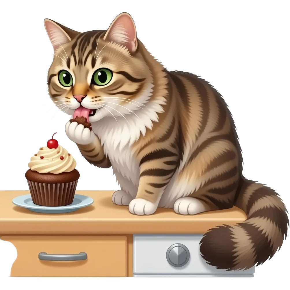 CAT EATING A CUPCAKE emoji