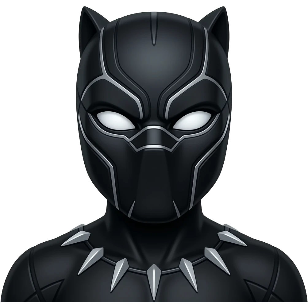 Create an emoji of black panther superhero with fully white eyes emoji