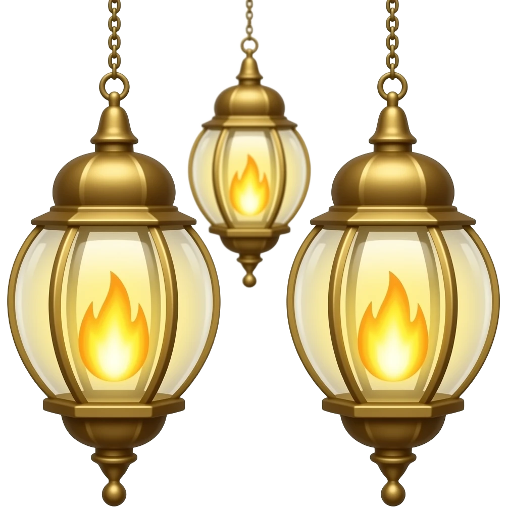 Hanging lanterns with fairy fire glowing brightly emoji