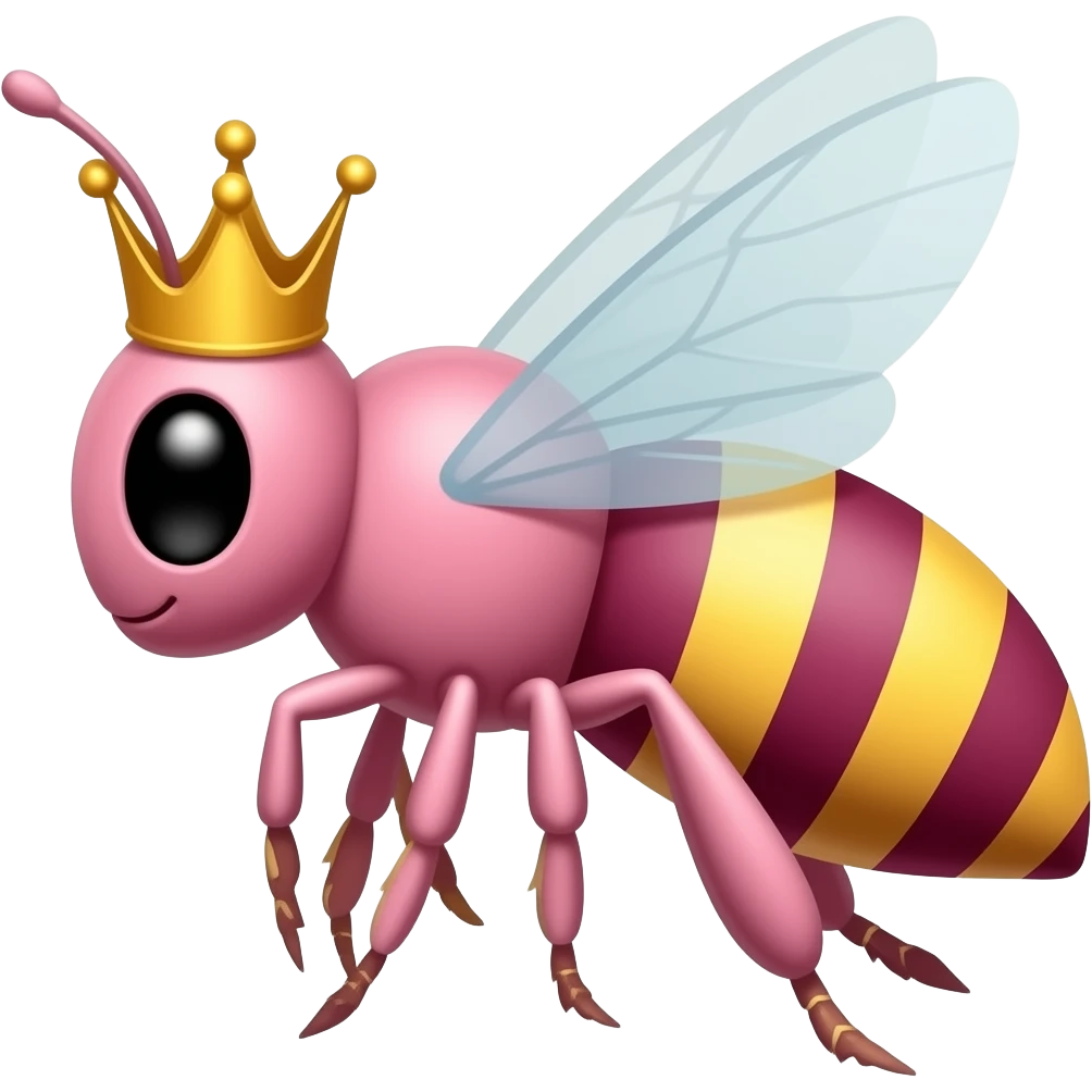 Pink Queen bee with crown at the side emoji