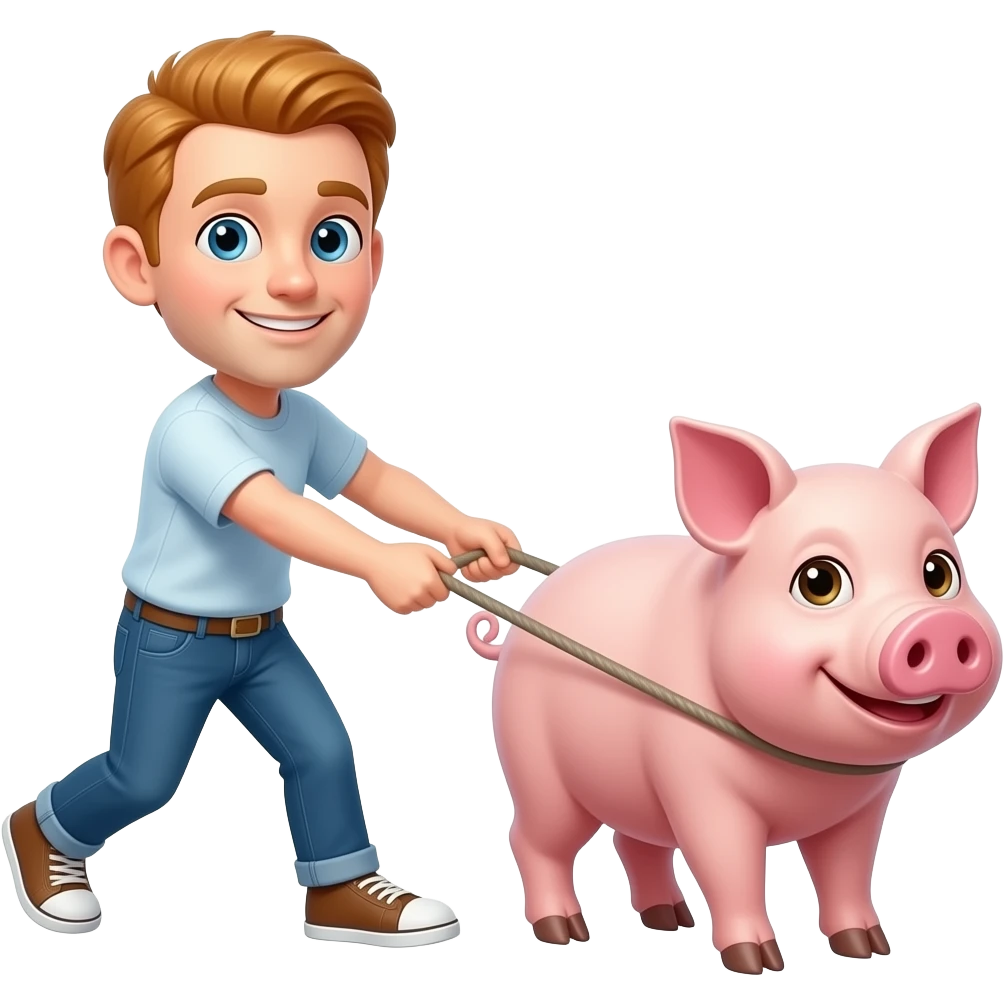 Crosseyed ginger  pulling a pig emoji