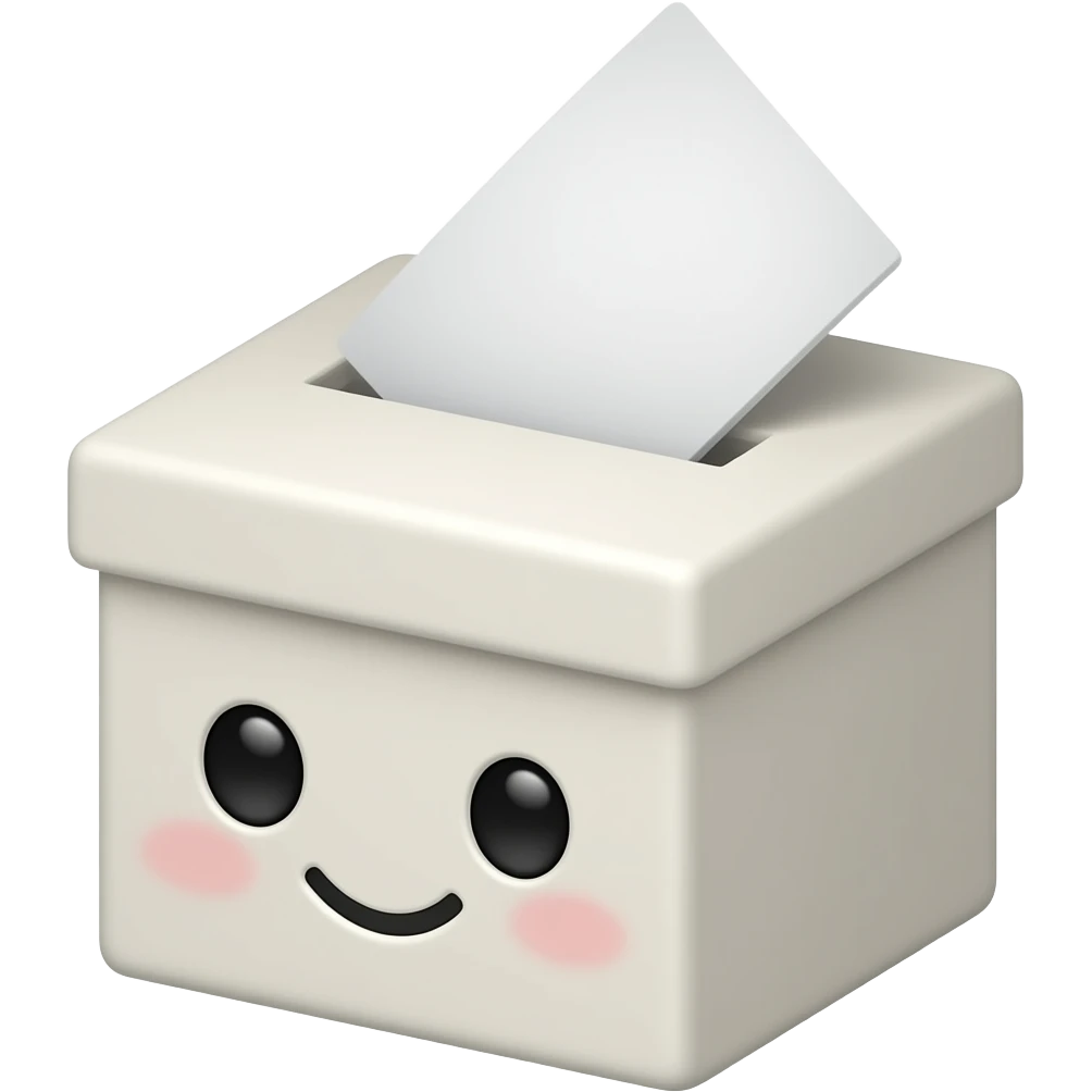 Realistic cute voting ballot box elegant emoji | AI Emoji Generator