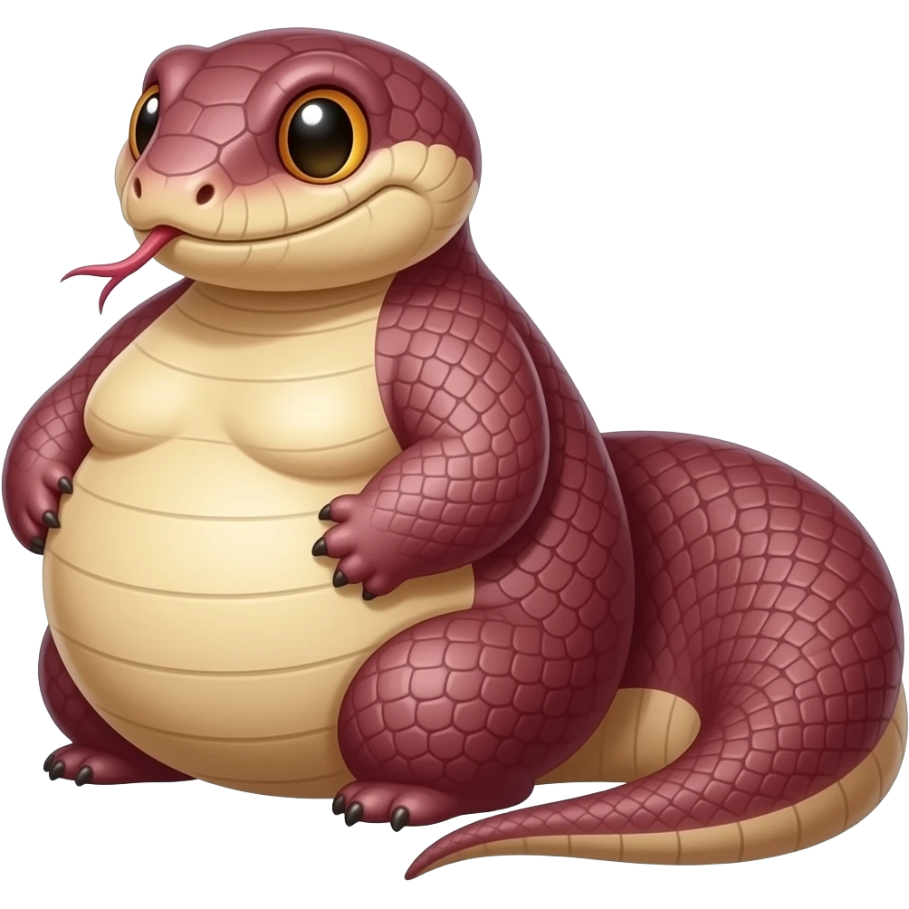 Fatty obese  snake maroon color emoji
