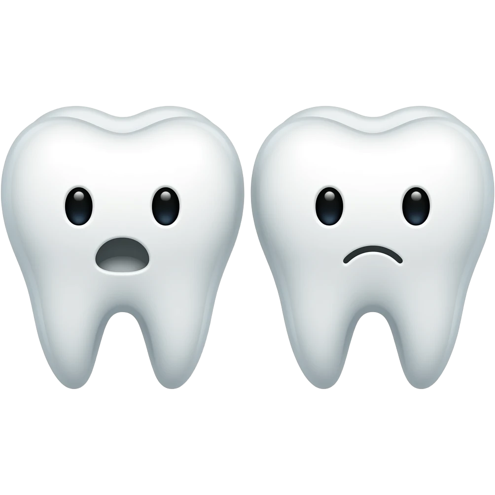 Cute cavity  Teeth geeting hated by two clean teeths emoji
