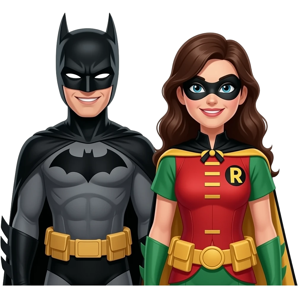 female batman and robin smiling emoji