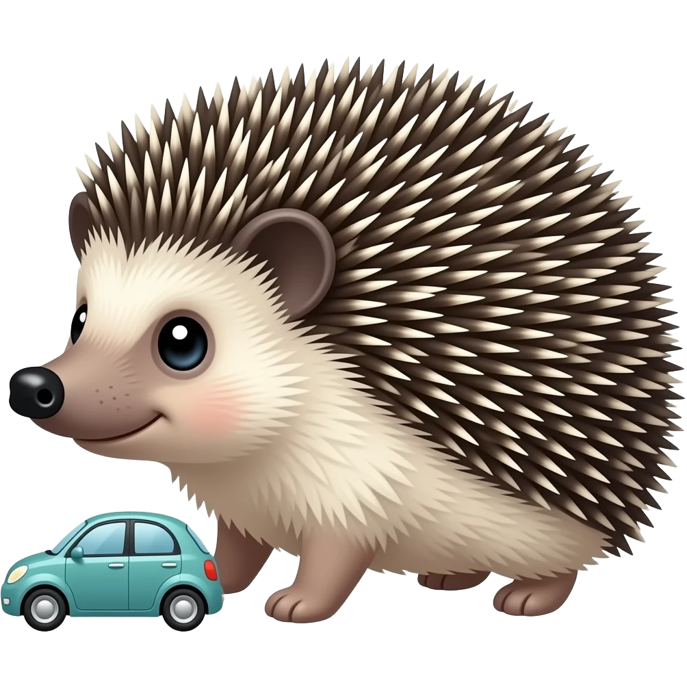 Hedgehog and car emoji