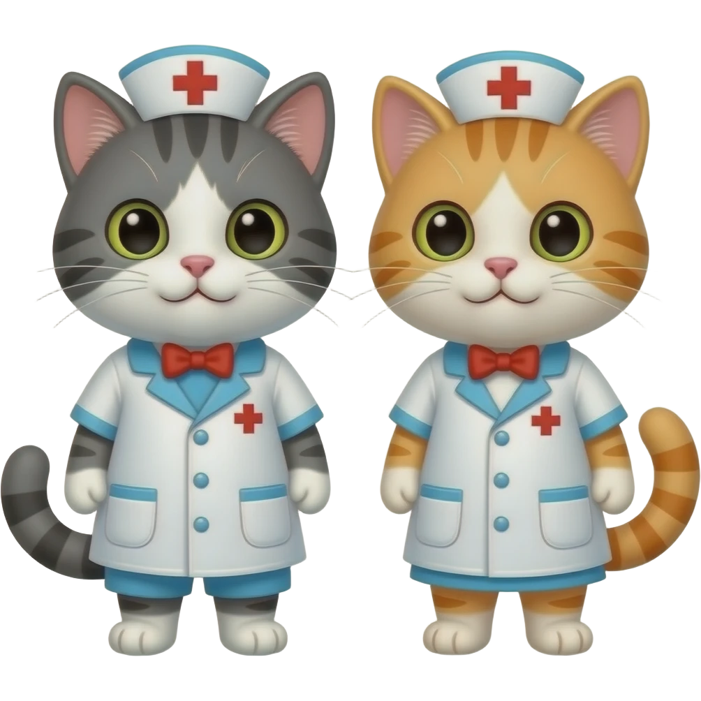two happy cats dressed as nurses emoji