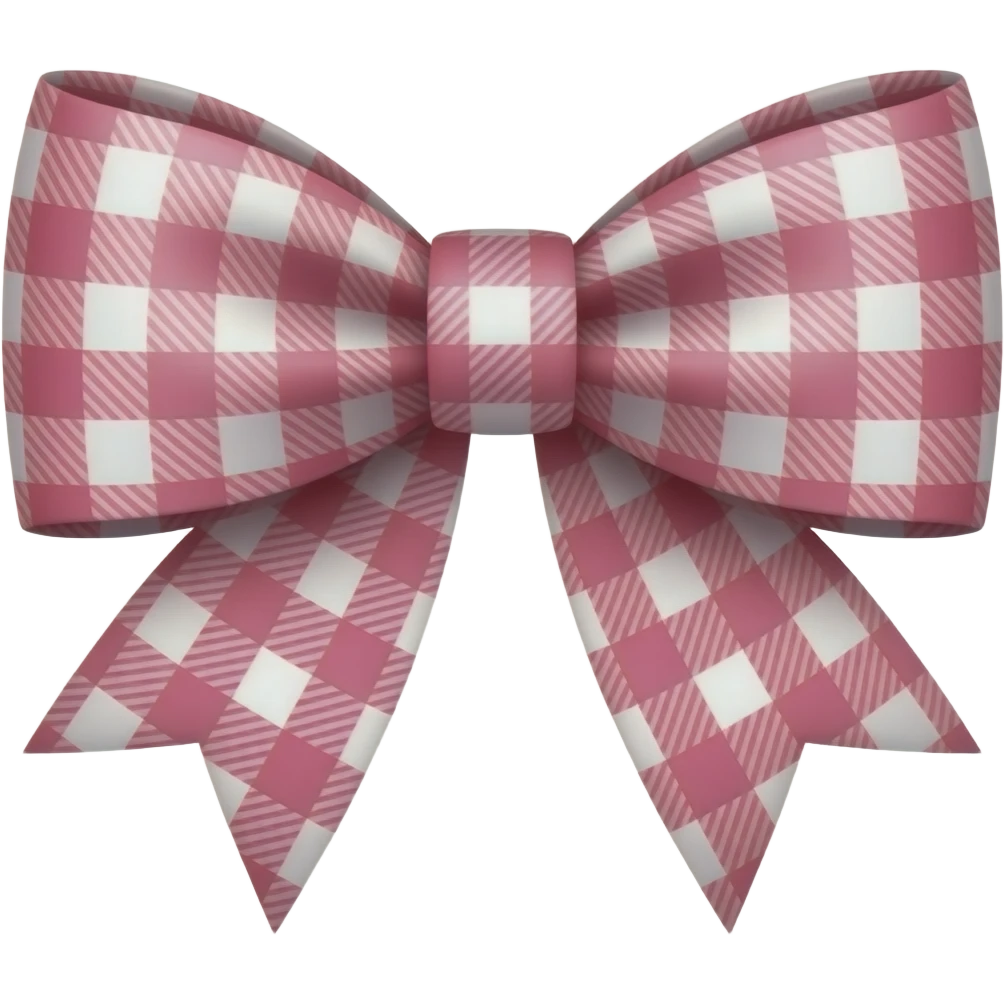 Pink gingham bow emoji
