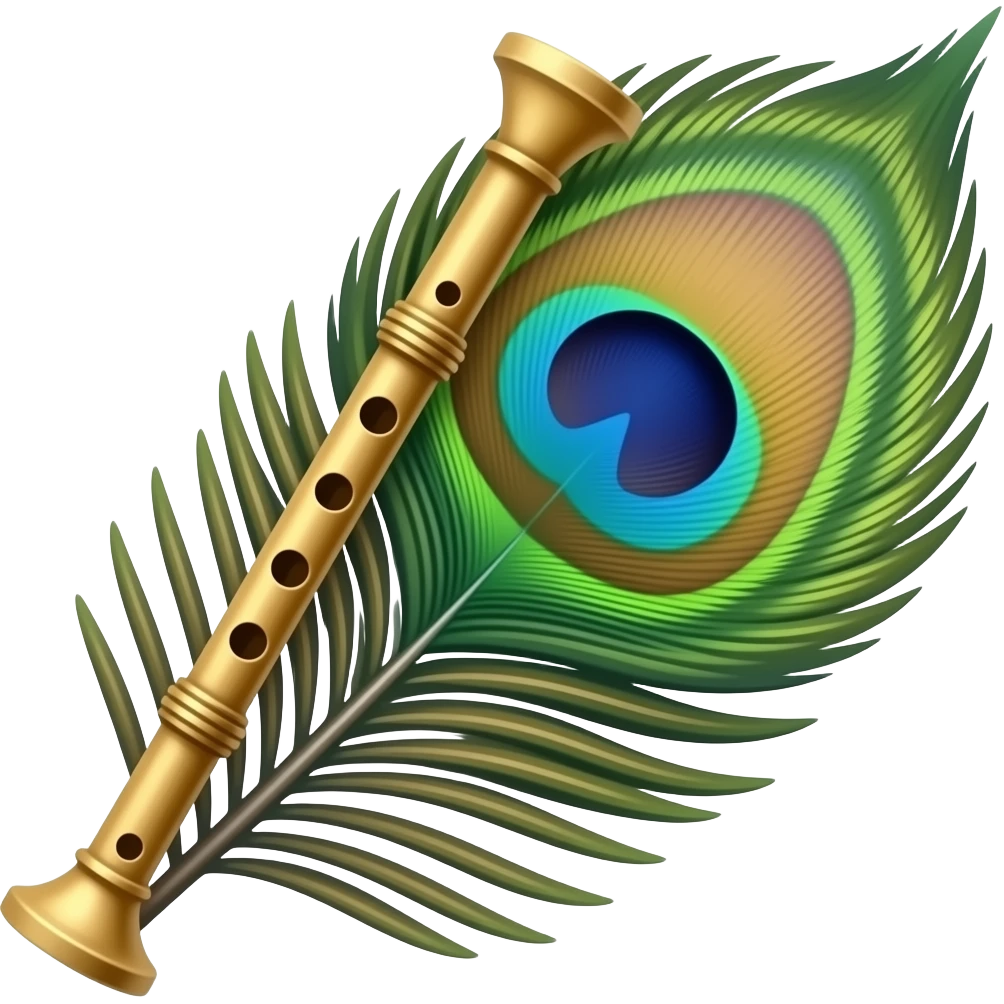 Peacock feather with krishna flaute emoji