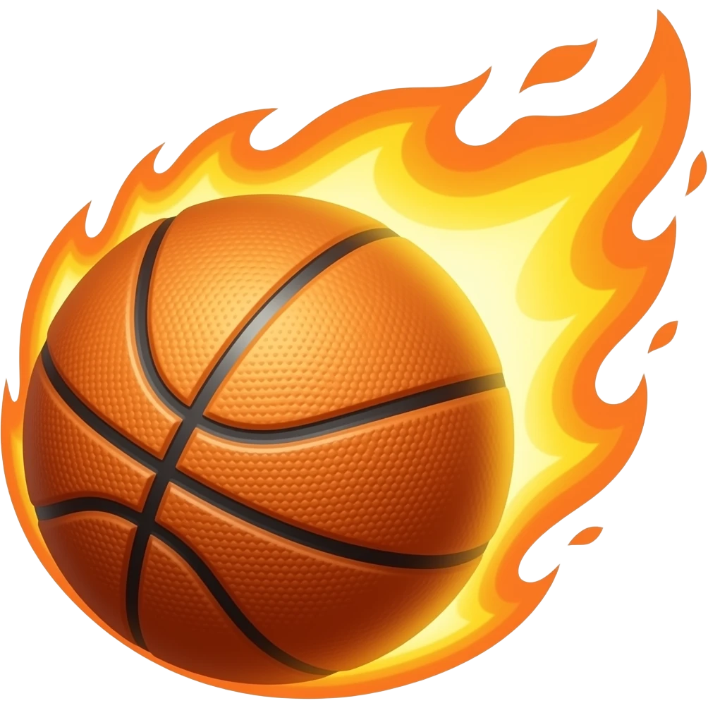PELOTA de basket con destello de fuego o movimiento emoji