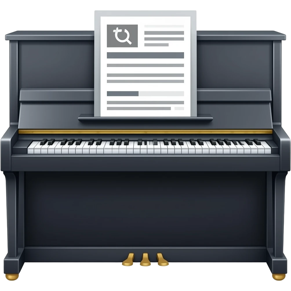 report, (or inquiry journal) catering to piano (electric piano) emoji
