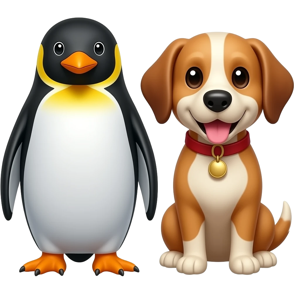 Penguin and the dog emoji
